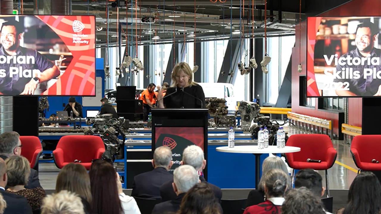 Minister for Training and Skills, The Hon. Gayle Tierney speaking at the launch of the inaugural Victorian Skills Plan