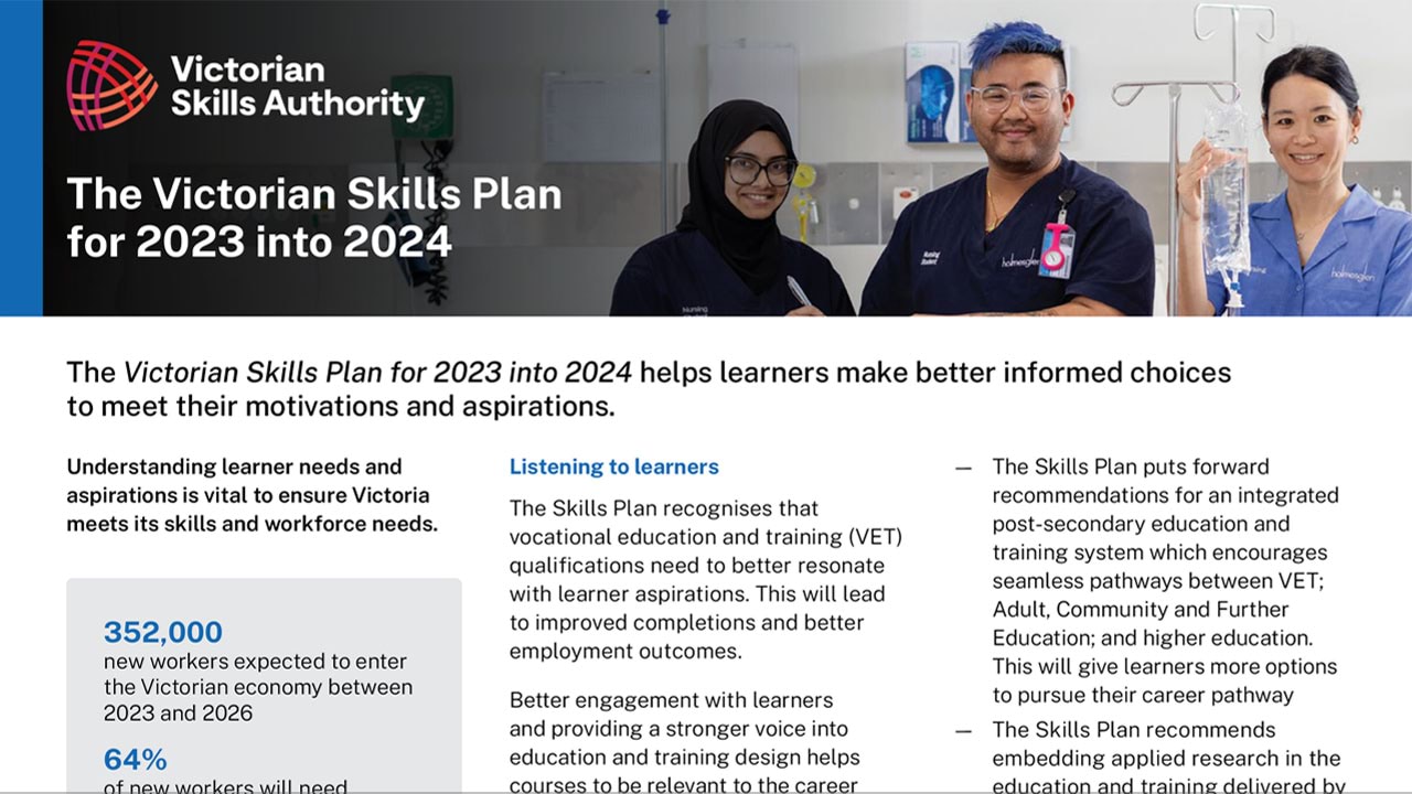 Victorian Skills Plan 2023-24 learner fact sheet