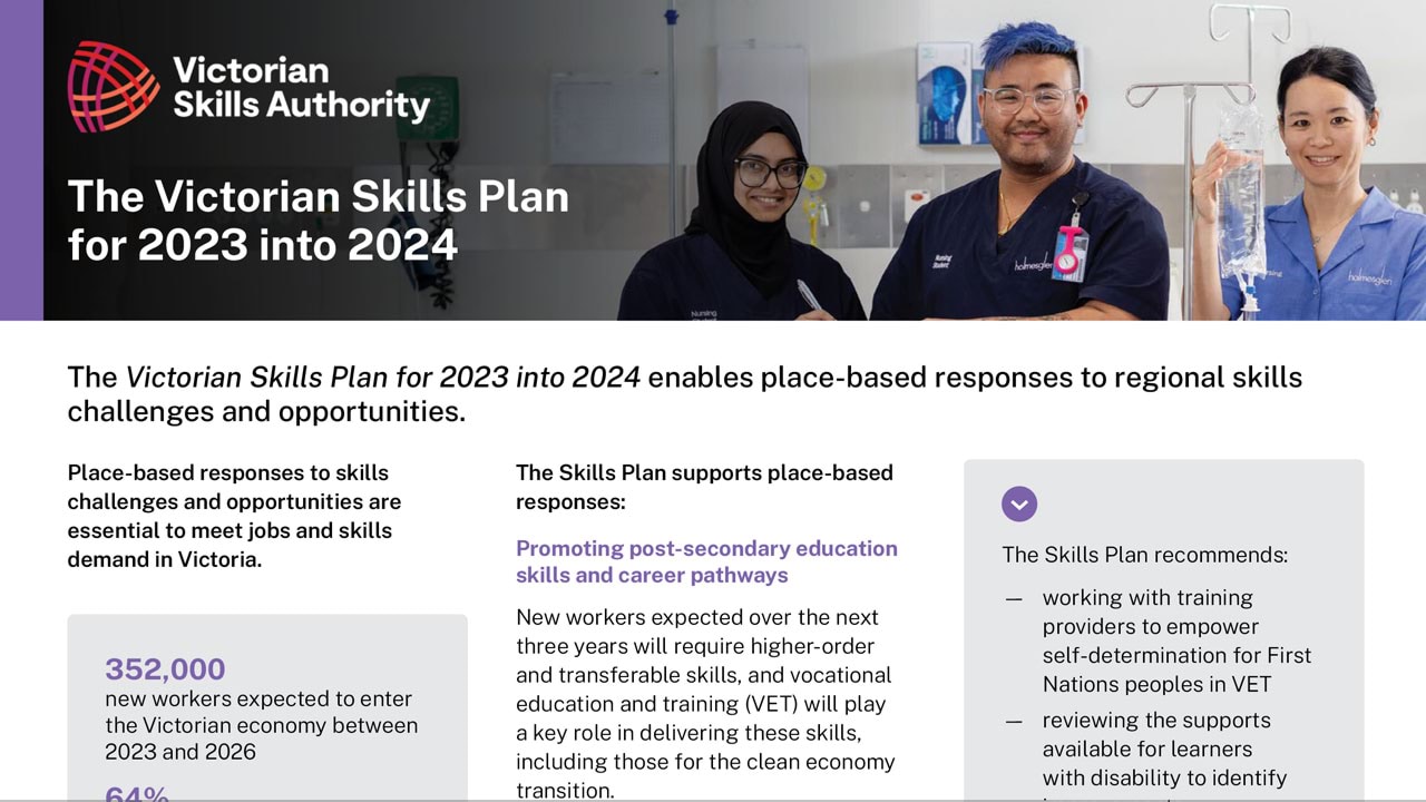 Victorian Skills Plan 2023-24 regional fact sheet