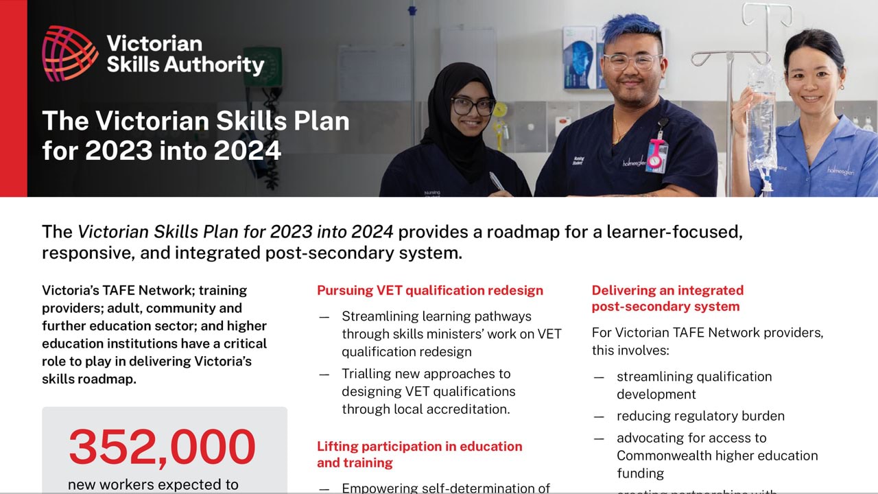 Victorian Skills Plan 2023-24 registered training provider fact sheet