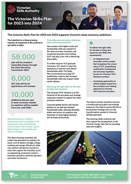 Victorian Skills Plan 2023-24 clean economy fact sheet