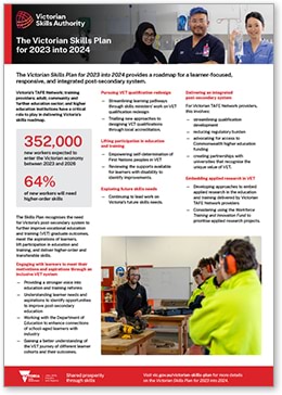 Victorian Skills Plan for 2023 into 2024 - fact sheet for registered training organisations