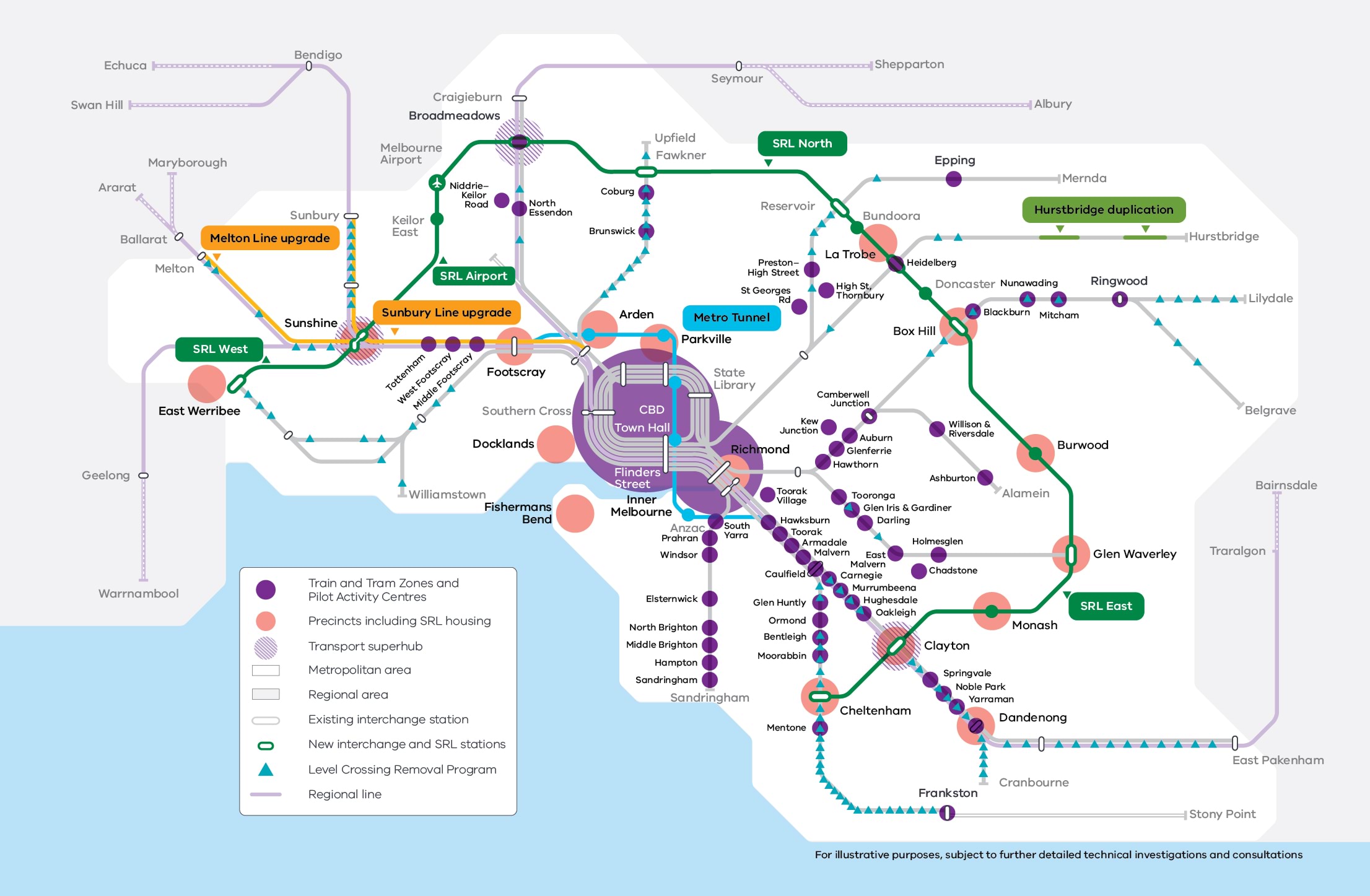 Map depicting Activity Centres across Melbourne.