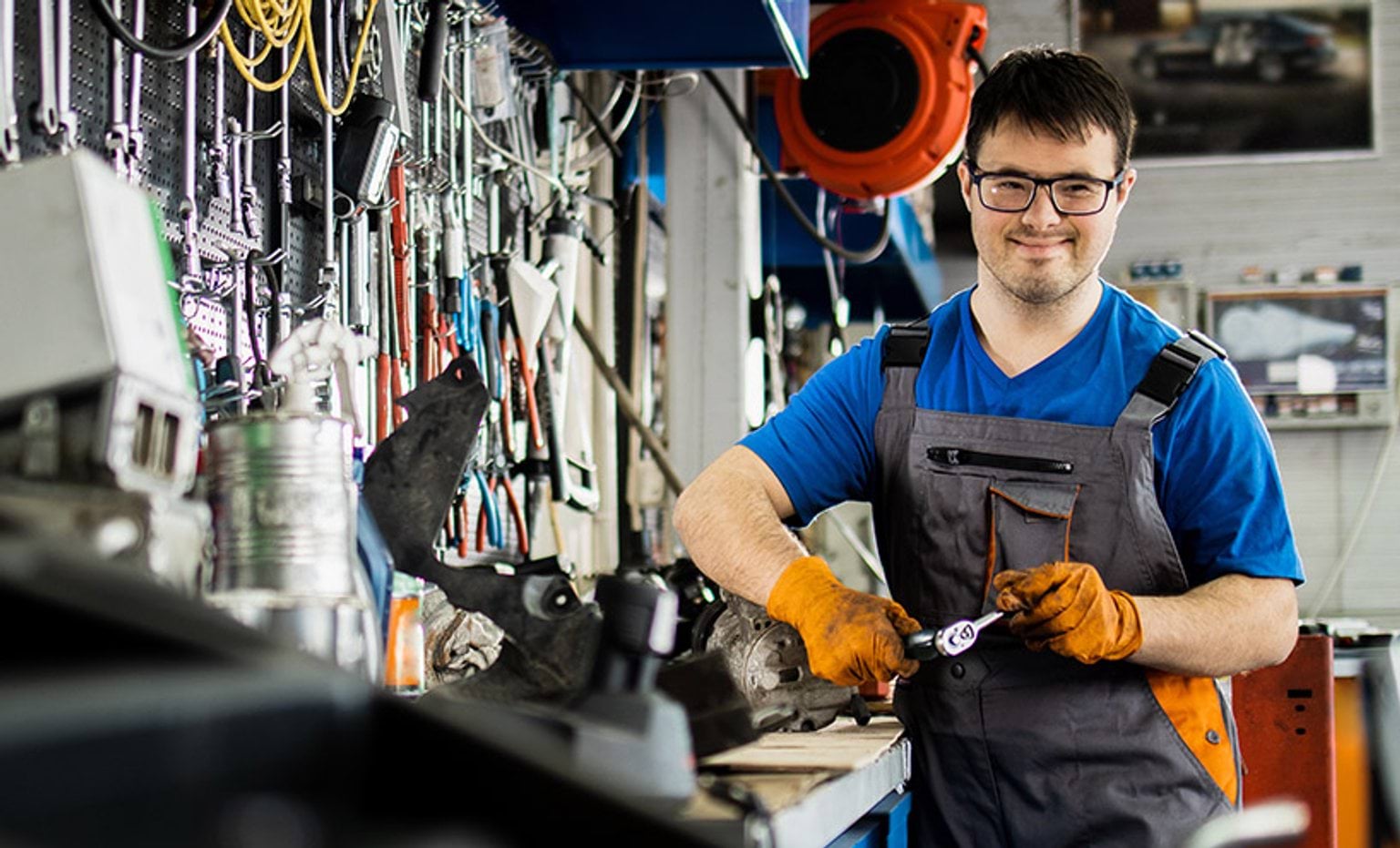 A mechanic in an auto repair shop