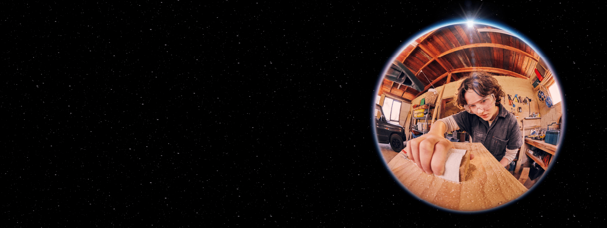 Teenager learning to woodwork.