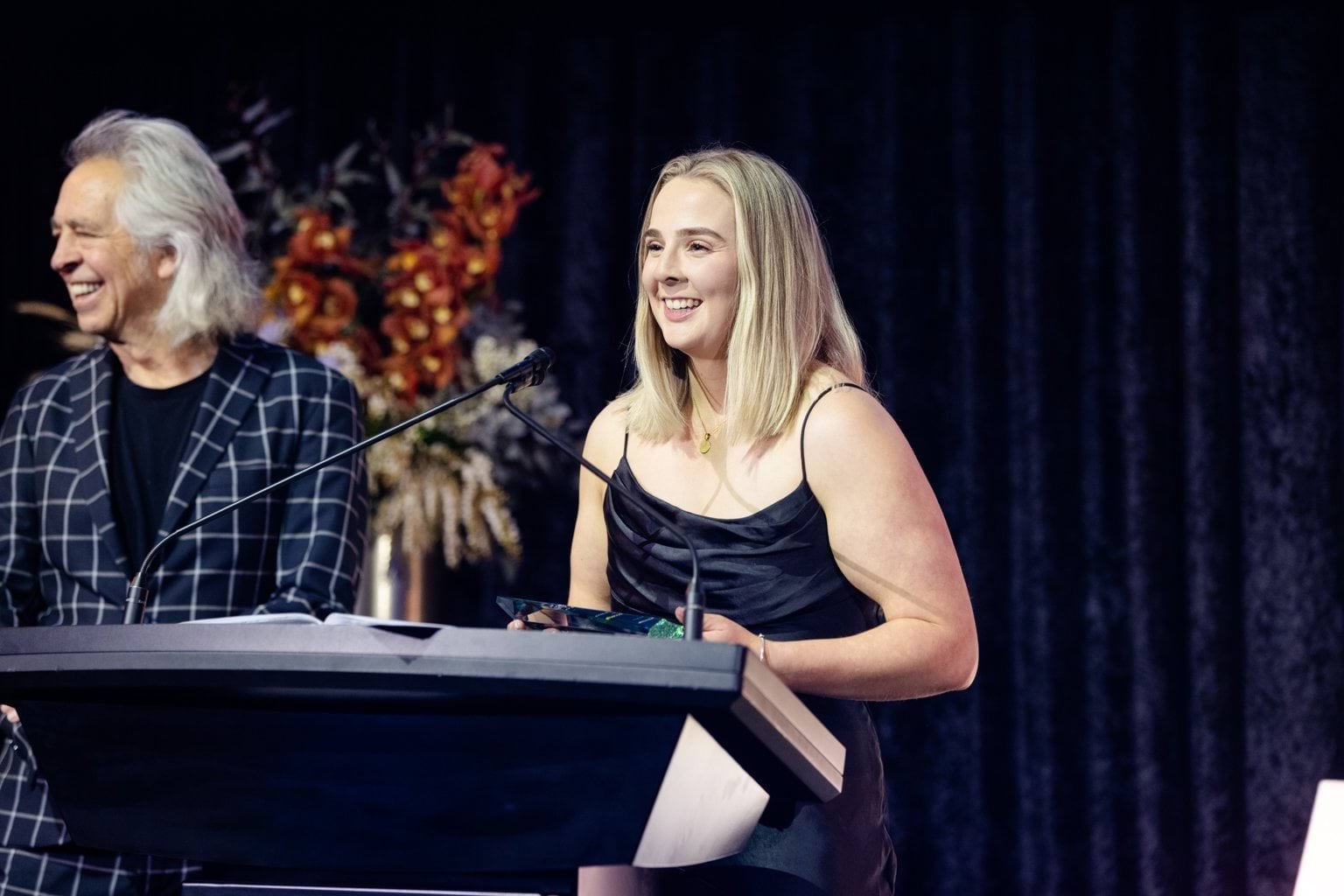 Rebecca Gibson accepting her award